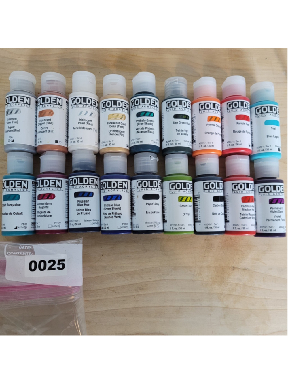 #25 Golden Fluid Acrylics 1 fl. oz/30 ml Lot Of 18 Sealed No Duplicates New!!